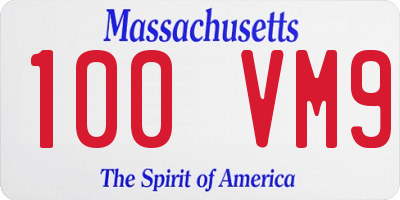 MA license plate 100VM9