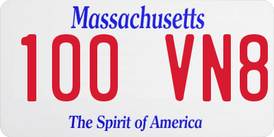 MA license plate 100VN8