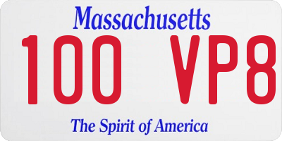 MA license plate 100VP8