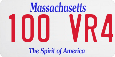 MA license plate 100VR4