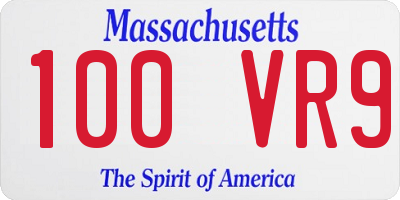 MA license plate 100VR9