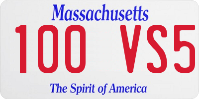 MA license plate 100VS5