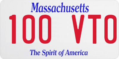 MA license plate 100VT0