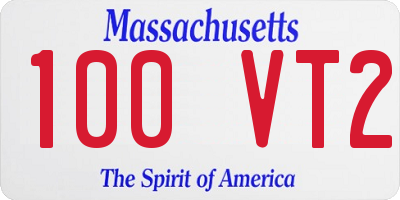 MA license plate 100VT2