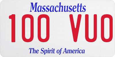 MA license plate 100VU0