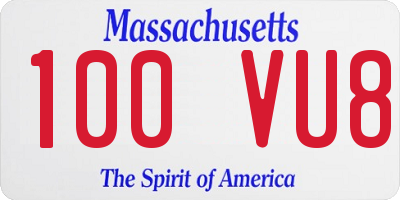 MA license plate 100VU8