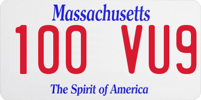 MA license plate 100VU9