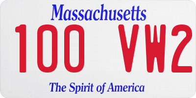 MA license plate 100VW2