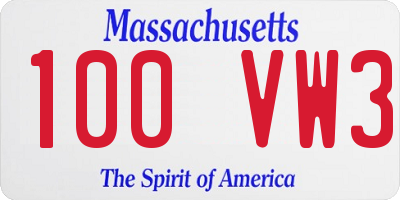 MA license plate 100VW3