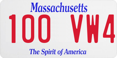 MA license plate 100VW4