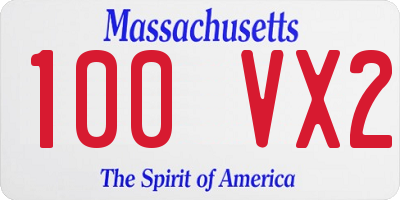 MA license plate 100VX2