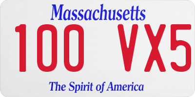 MA license plate 100VX5