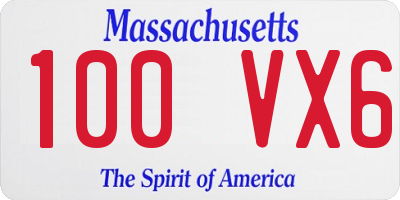 MA license plate 100VX6