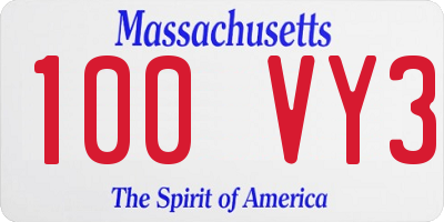 MA license plate 100VY3