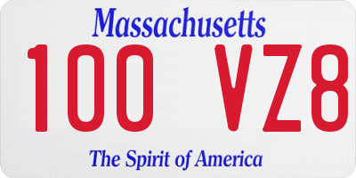 MA license plate 100VZ8