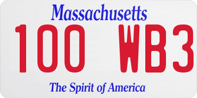 MA license plate 100WB3
