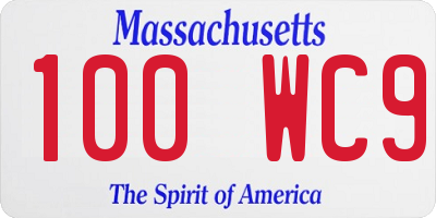 MA license plate 100WC9
