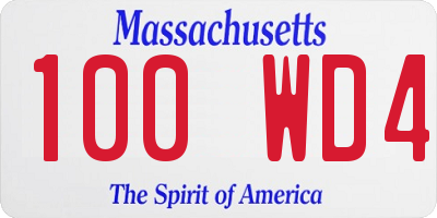 MA license plate 100WD4