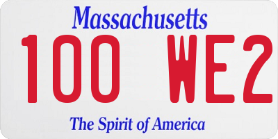 MA license plate 100WE2