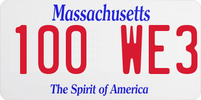 MA license plate 100WE3