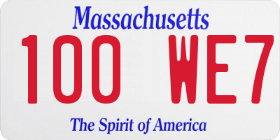 MA license plate 100WE7