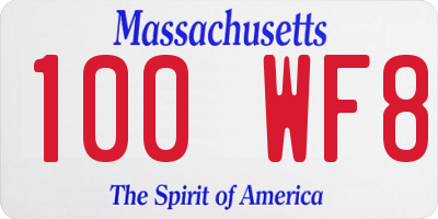 MA license plate 100WF8