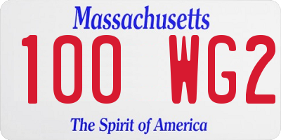 MA license plate 100WG2