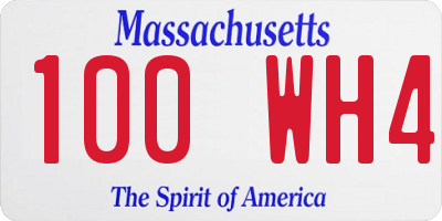 MA license plate 100WH4