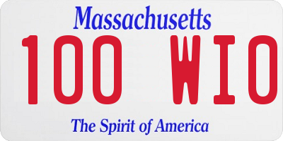 MA license plate 100WI0