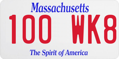 MA license plate 100WK8