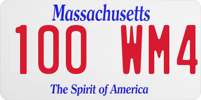 MA license plate 100WM4