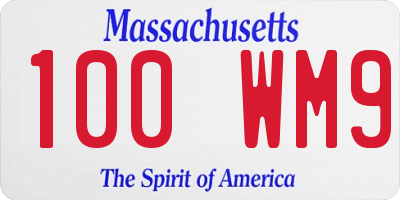 MA license plate 100WM9