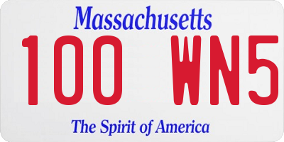 MA license plate 100WN5