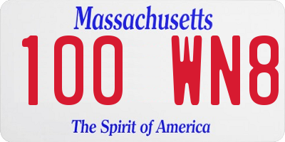MA license plate 100WN8