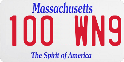 MA license plate 100WN9