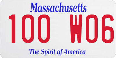 MA license plate 100WO6
