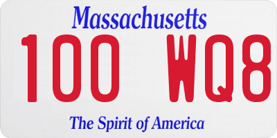 MA license plate 100WQ8