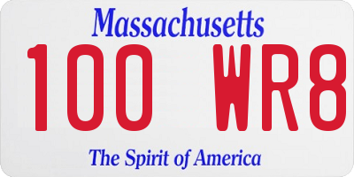 MA license plate 100WR8
