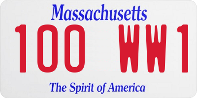 MA license plate 100WW1