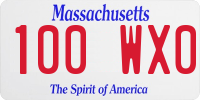 MA license plate 100WX0