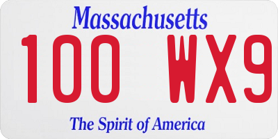 MA license plate 100WX9
