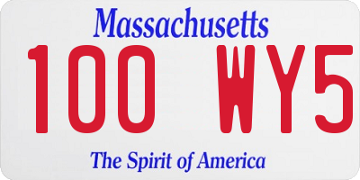 MA license plate 100WY5
