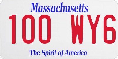 MA license plate 100WY6