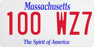 MA license plate 100WZ7