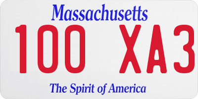 MA license plate 100XA3