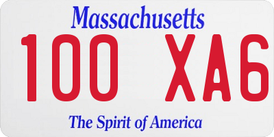 MA license plate 100XA6