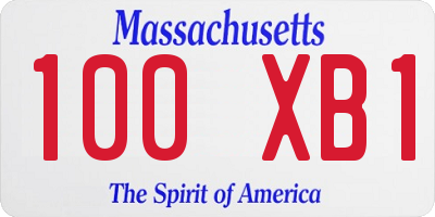 MA license plate 100XB1