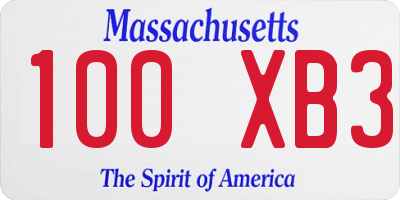 MA license plate 100XB3