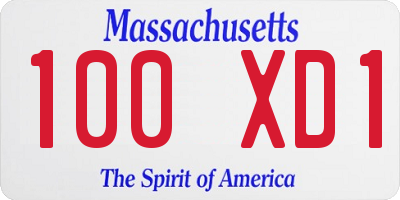 MA license plate 100XD1