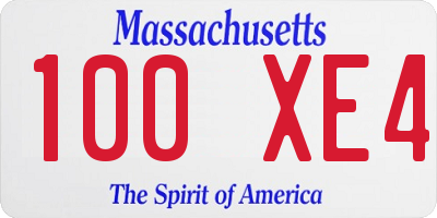 MA license plate 100XE4